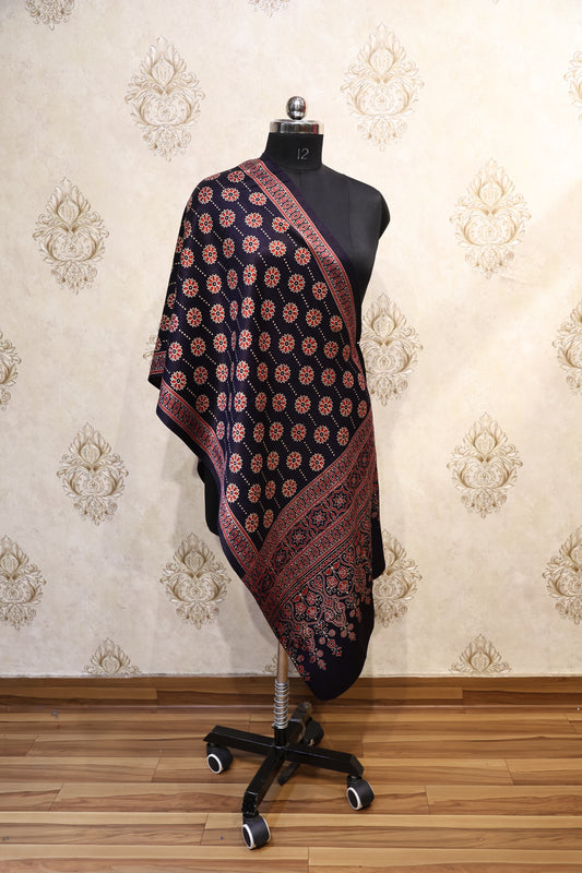 Ajrakh-Inspired Navy Blue Modal Stole