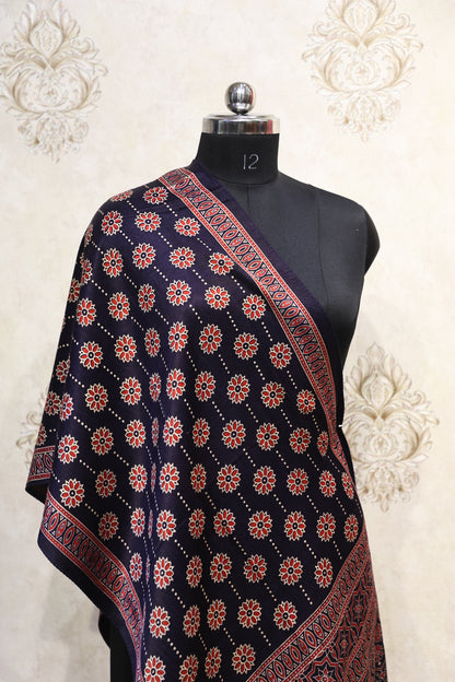 Ajrakh-Inspired Navy Blue Modal Stole