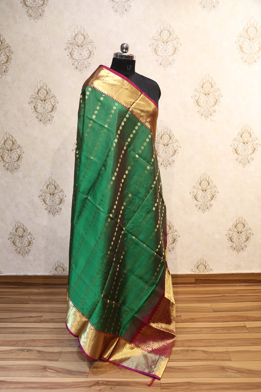 Kanjivaram Green & Rani Pink Dupatta