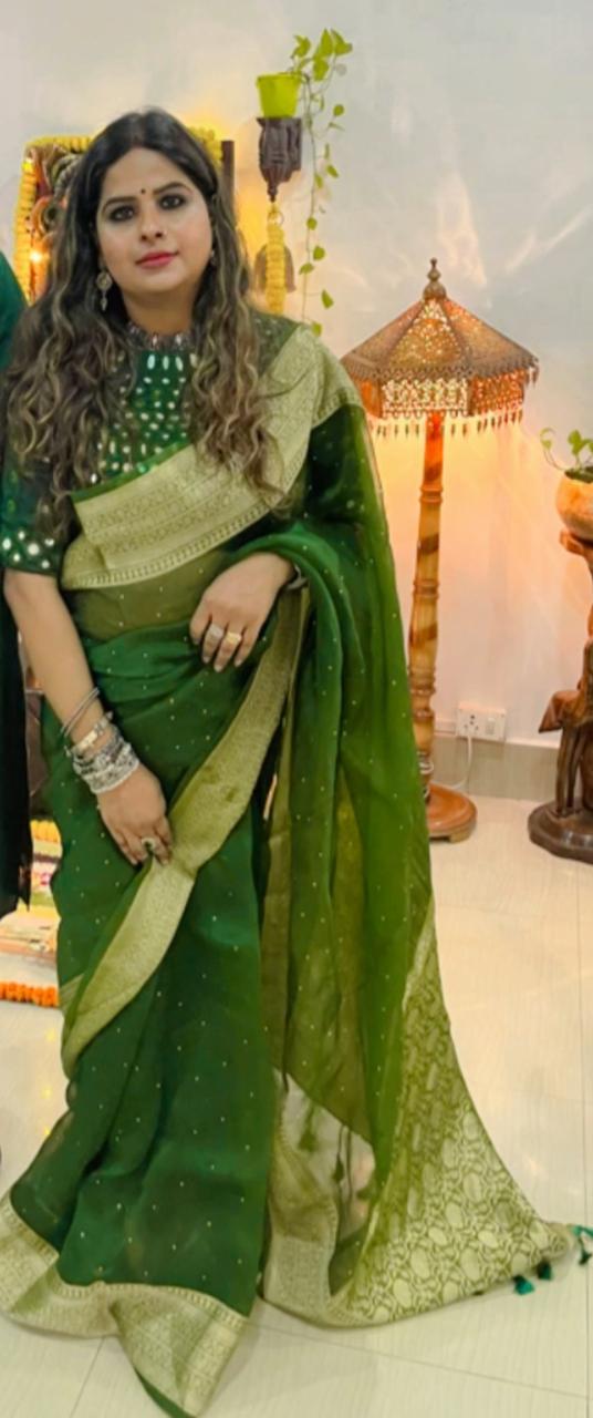 organza saree with kanchi