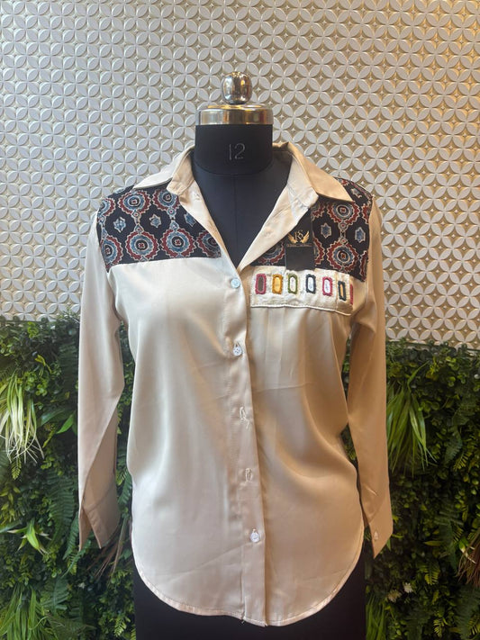 Ivory Kutch Patchwork Designer Shirt – Multicolor Detail