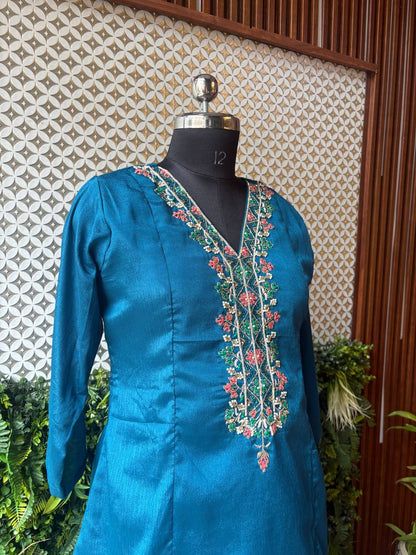 Embroidered Kurti with Draped Dhoti Pants