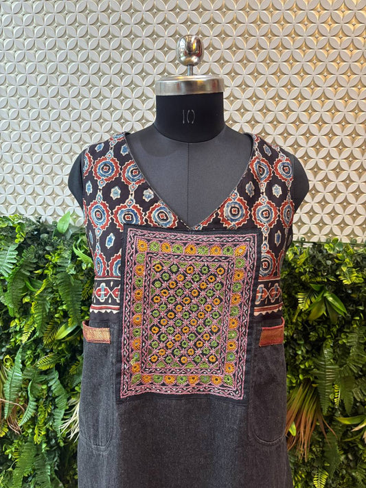 Tribal Threads Black Denim Fusion Dress