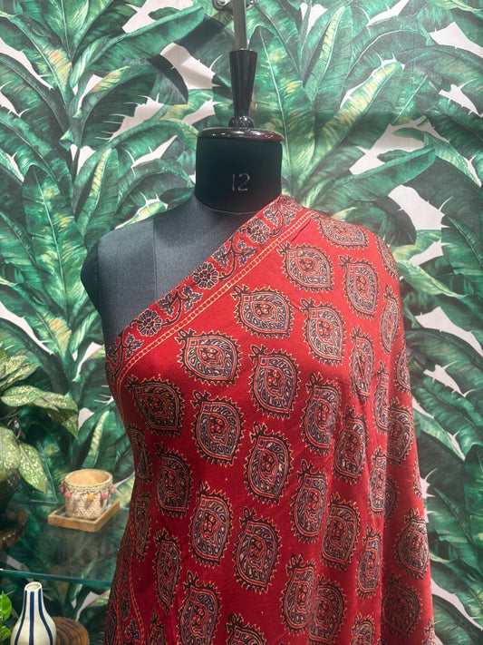 Crimson Mandala Block Print Dupatta