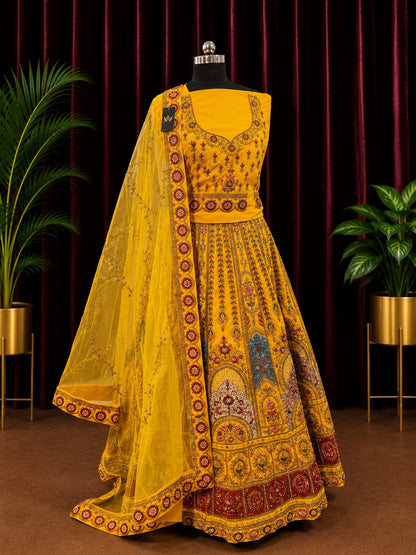 💛✨ Embroidered Lehenga Set - Mustard Yellow &amp; Regal Elegance ✨💛