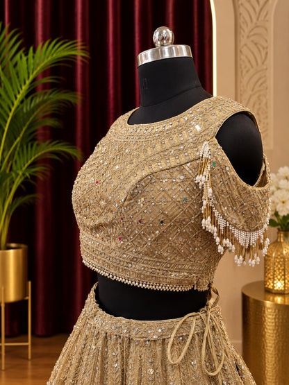 🤍 Pearl & Sequin Party Wear Lehenga ✨