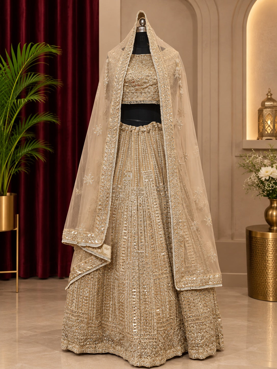 🤍 Pearl & Sequin Party Wear Lehenga ✨