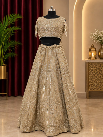 🤍 Pearl & Sequin Party Wear Lehenga ✨