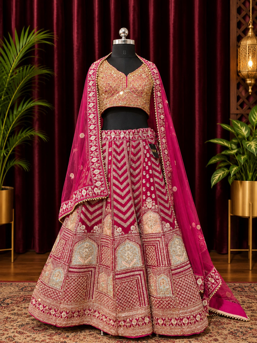 ❤️ Jardozi Kardaana Velvet Lehenga ✨