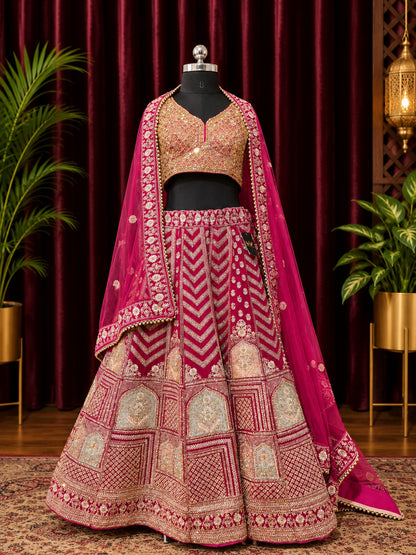 ❤️ Jardozi Kardaana Velvet Lehenga ✨