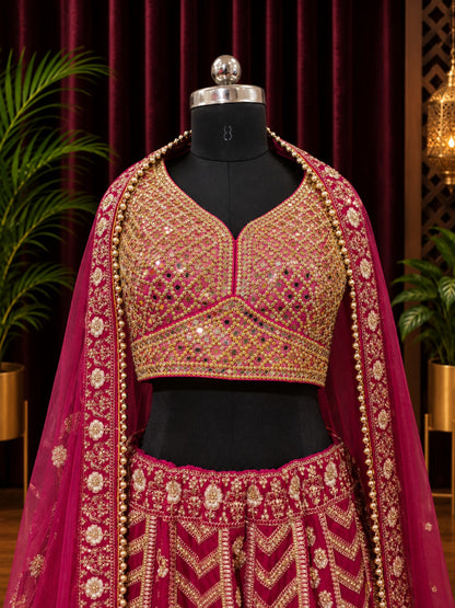 ❤️ Jardozi Kardaana Velvet Lehenga ✨