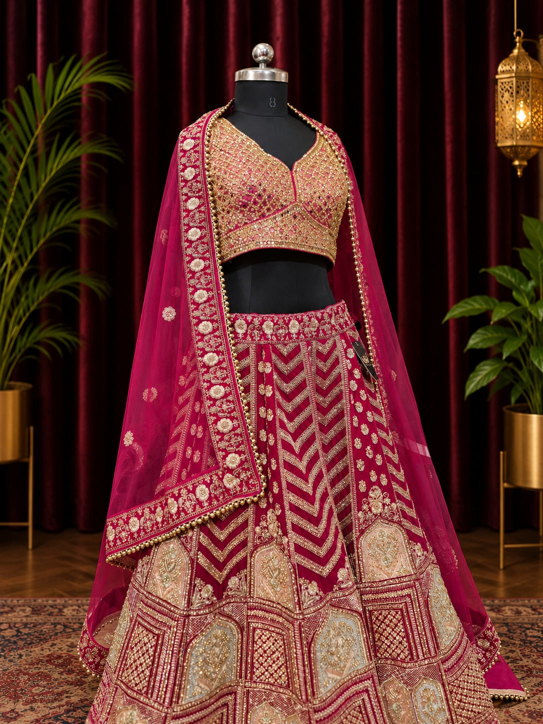 ❤️ Jardozi Kardaana Velvet Lehenga ✨
