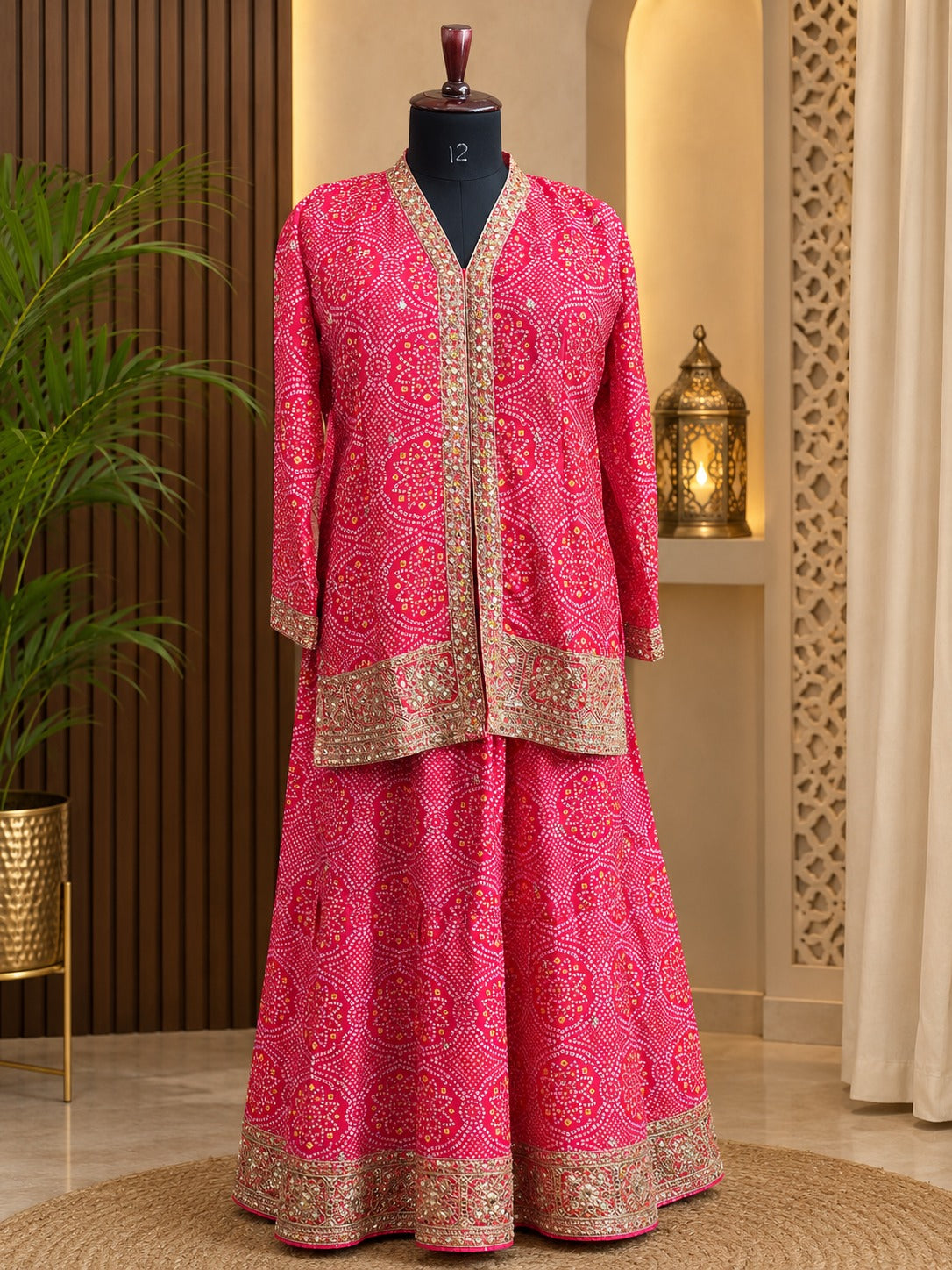 💖✨ Pure Crepe Sharara Set - Pink & Gold Elegance ✨💖
