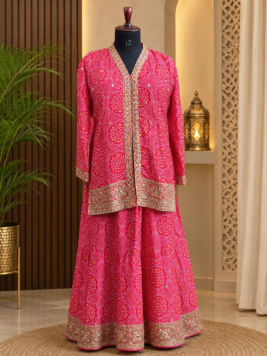 💖✨ Pure Crepe Sharara Set - Pink & Gold Elegance ✨💖