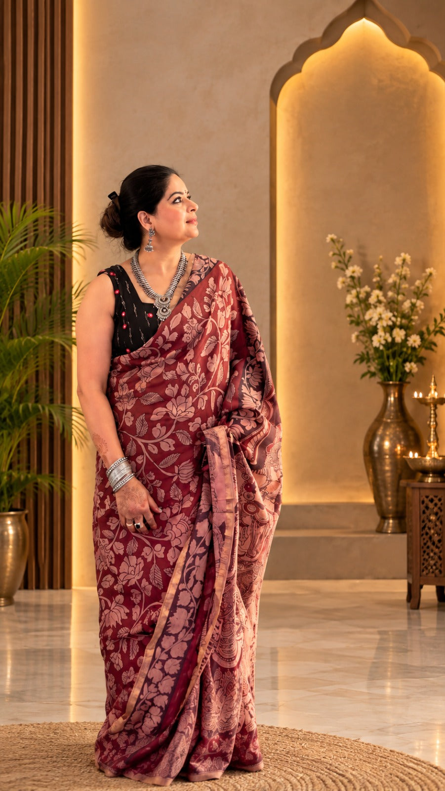 🌸 Original Pen Kalamkari Pure Tussar Silk Saree ✨