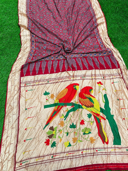 ❤️ Paithani with Ajrakh Dola Saree ✨