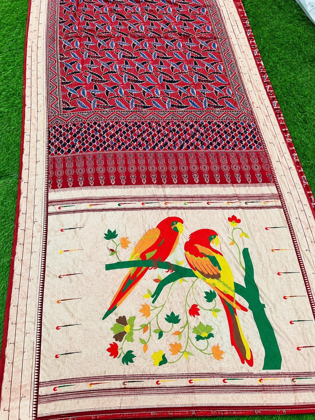 ❤️ Paithani with Ajrakh Dola Silk Saree ✨