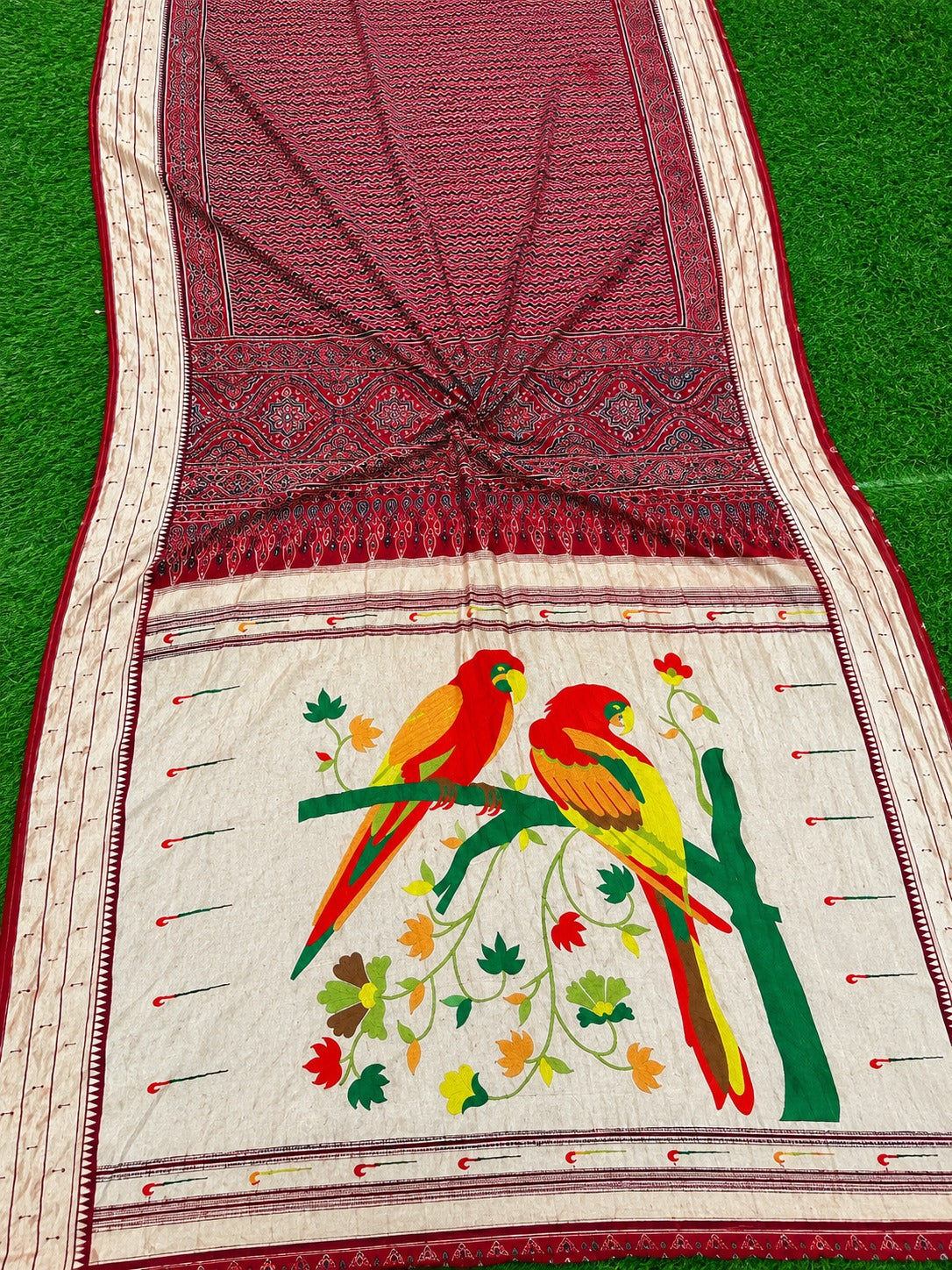 ❤️ Paithani with Ajrakh Dola Silk Saree ✨