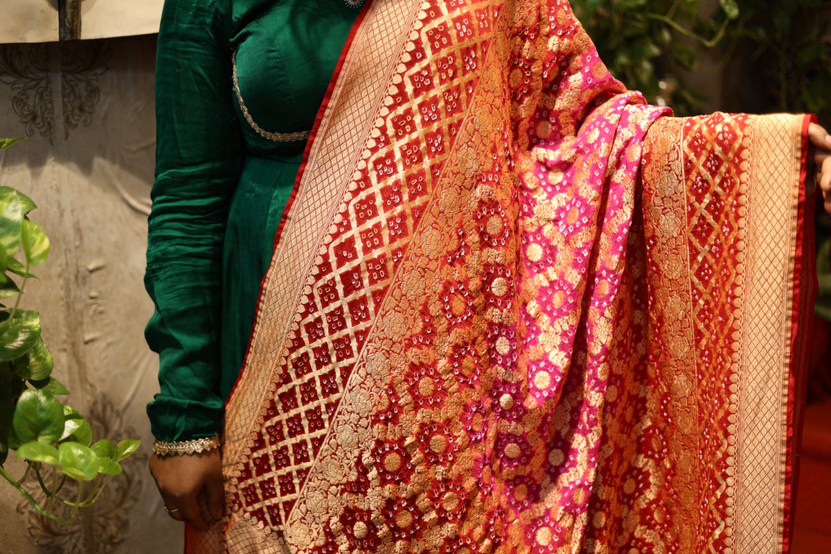 ❤️💚 Neem Jaal Zari Bandhani Dupatta ✨