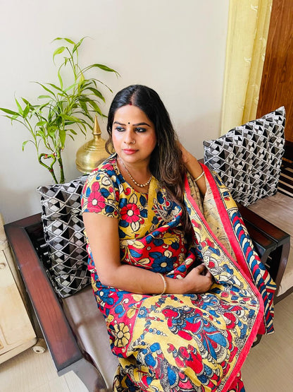 KALAMKARI saree PURE Tassar hand painted