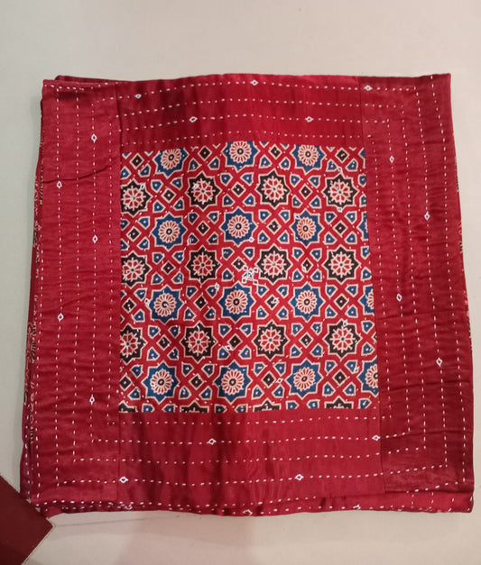 PURE MODAL SILK AJARAK HAND CRAFTED CUSHION COVER