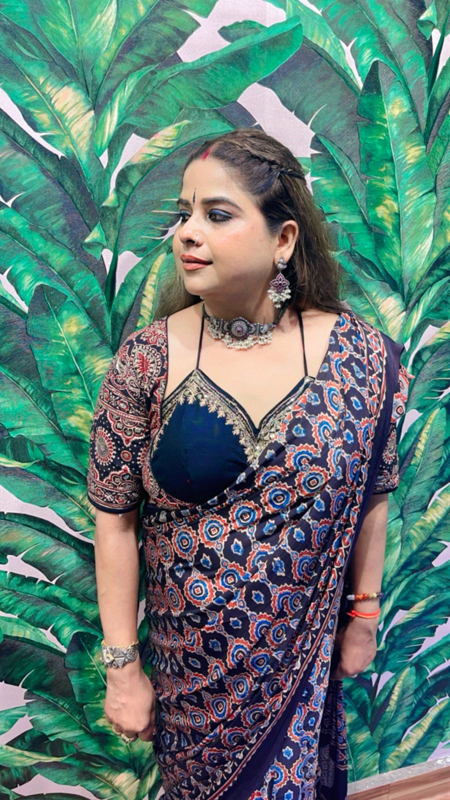 ajarak blouse with ajarak saree