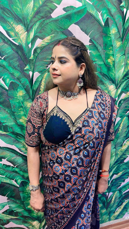 ajarak blouse with ajarak saree