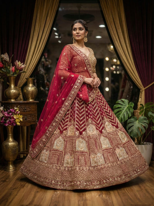 Rosaya Royal Rani Pink Zardozi Bridal Lehenga Set