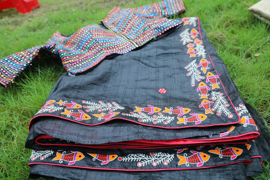 MADHUBANI PURE TASSAR SILK SAREE WITH JHILMIL SITARO BLOUSE