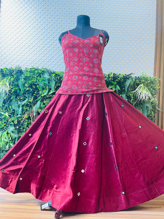 Gulnaar Ajrakh Mirror Work Ensemble
