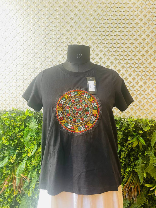 🖤 Mandala Kutch Top – Black Cotton Elegance