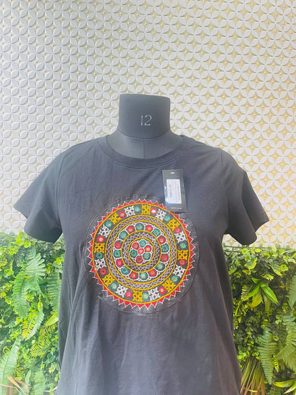 🖤 Mandala Kutch Top – Black Cotton Elegance