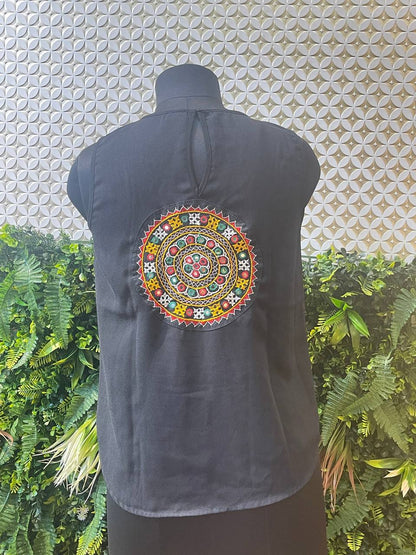 Rosaya Midnight Kutch Embellished Top