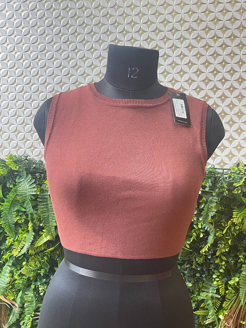 Rosaya Rust Ribbed Crop Top