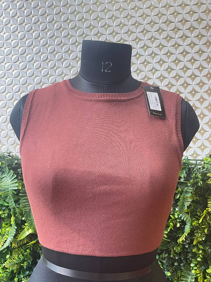 Rosaya Rust Ribbed Crop Top