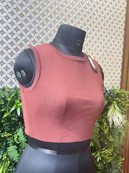 Rosaya Rust Ribbed Crop Top