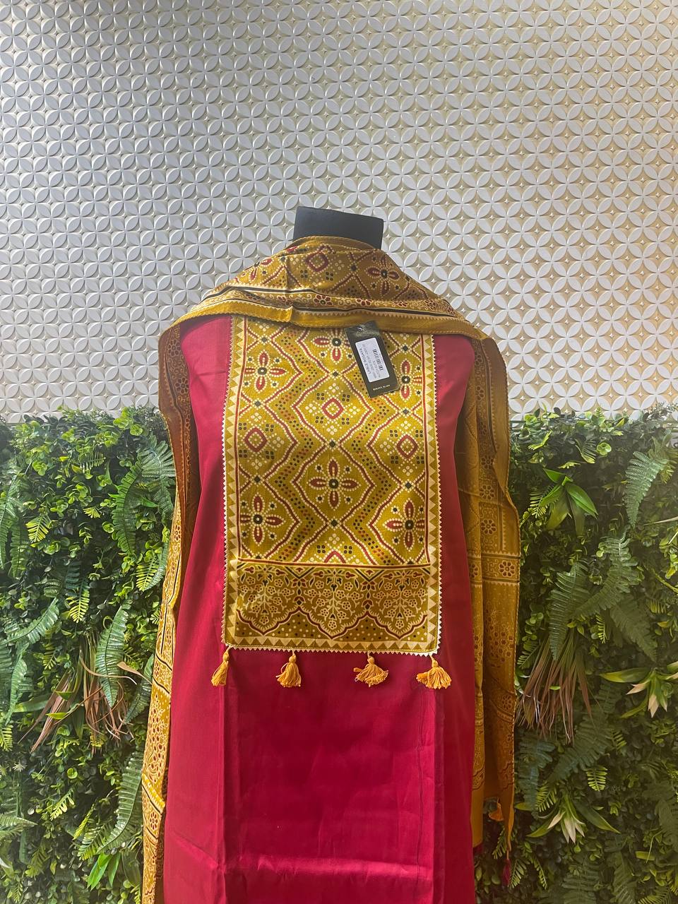 Rosaya Kutch Bandhani Suit Set with Gota Patti Dupatta