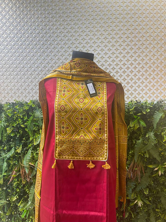 Rosaya Kutch Bandhani Suit Set with Gota Patti Dupatta