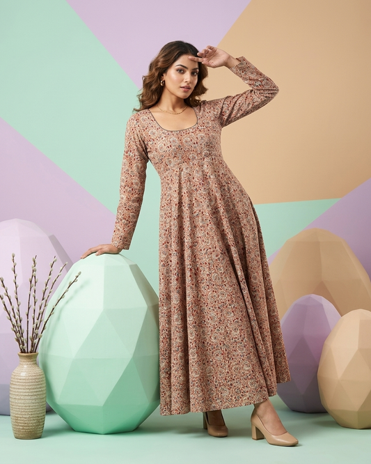 Rosaya Printed Cotton Anarkali Gown
