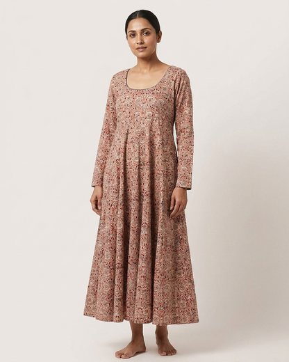 Rosaya Printed Cotton Anarkali Gown
