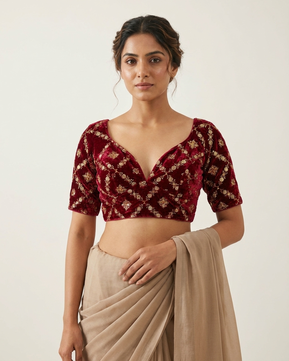 Velvet Banarasi Designer Blouse for Women