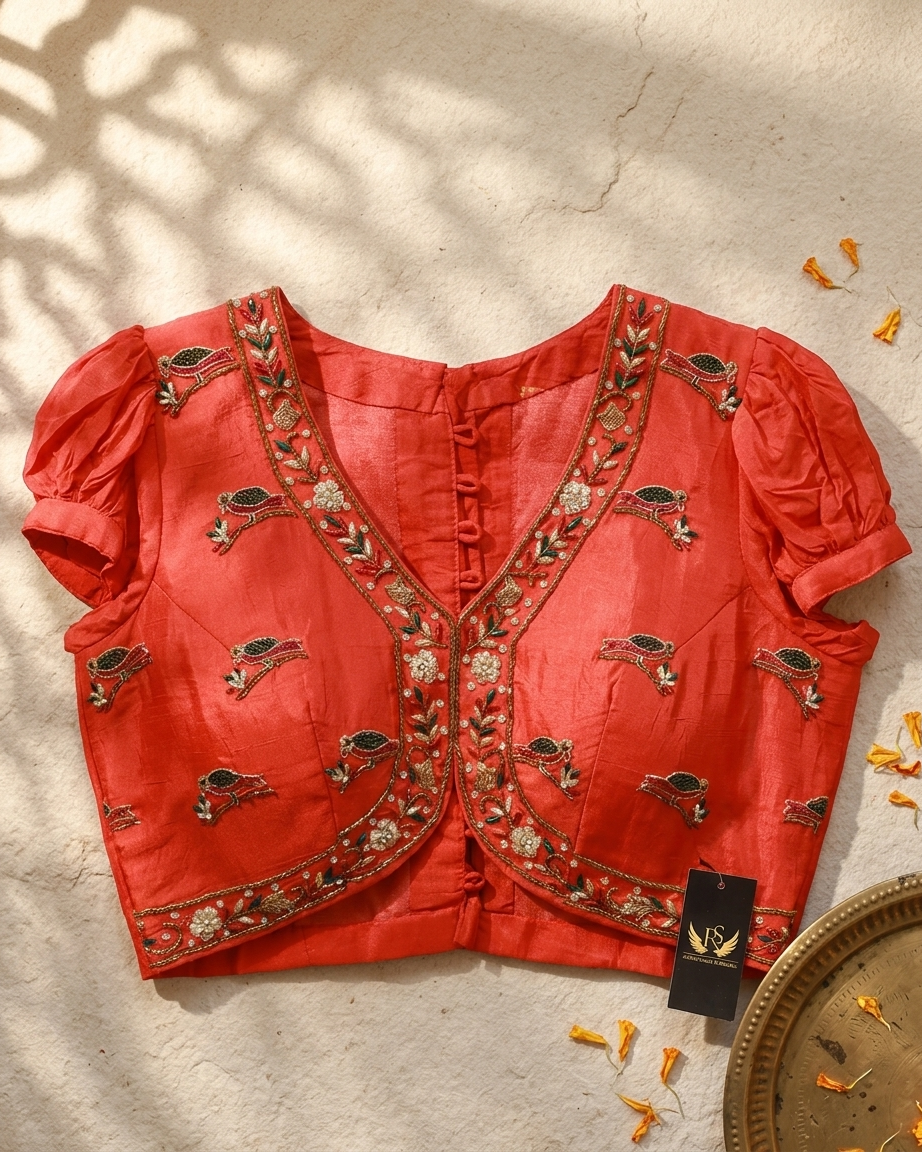 Gulnaar Hand-Embroidered Silk Blouse