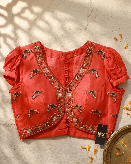 Gulnaar Hand-Embroidered Silk Blouse