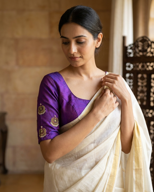 Royal Amethyst Embroidered Blouse