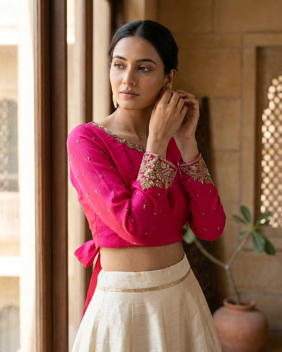 Gulaabi Tie-Up Blouse