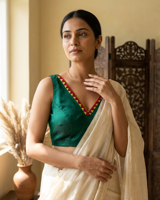 V-Neck work Silk Blouse