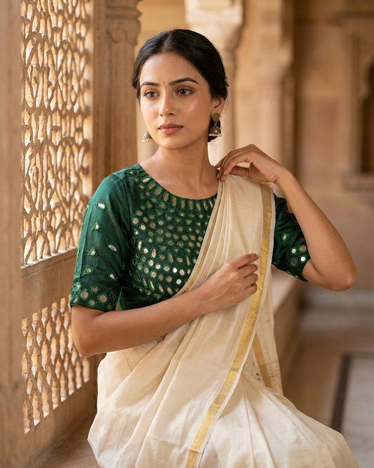 Meher Emerald Mirror Work Blouse