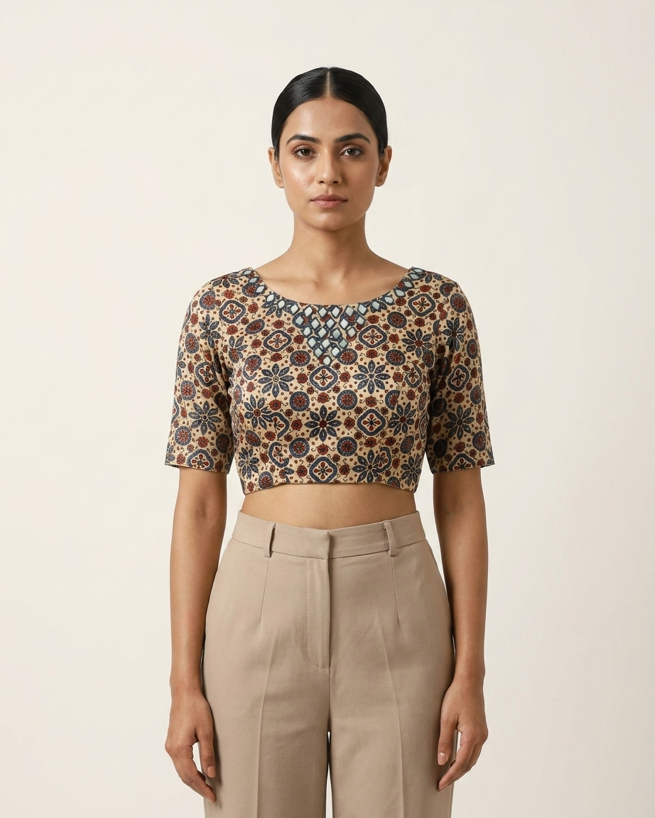 Noor Ajrak Mirror Blouse
