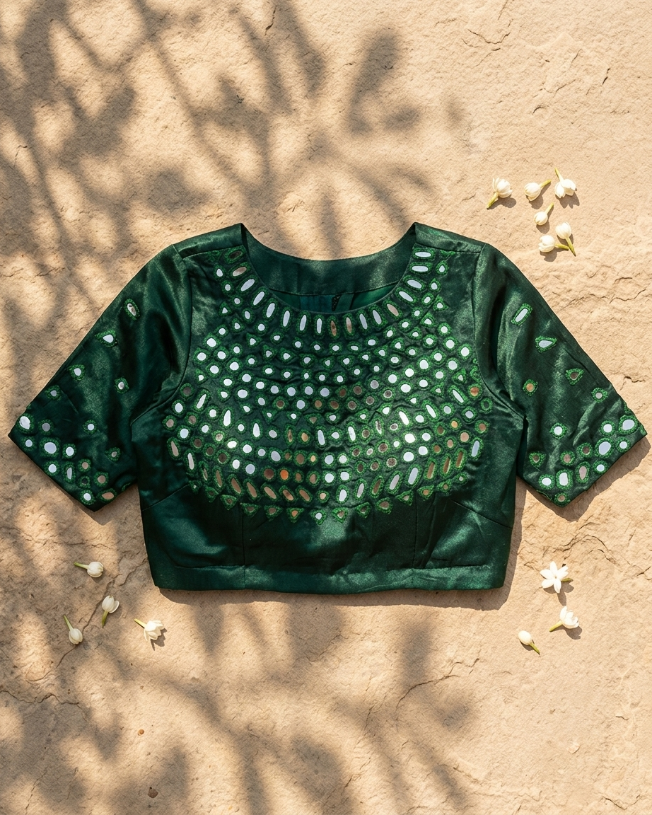 Meher Emerald Mirror Work Blouse