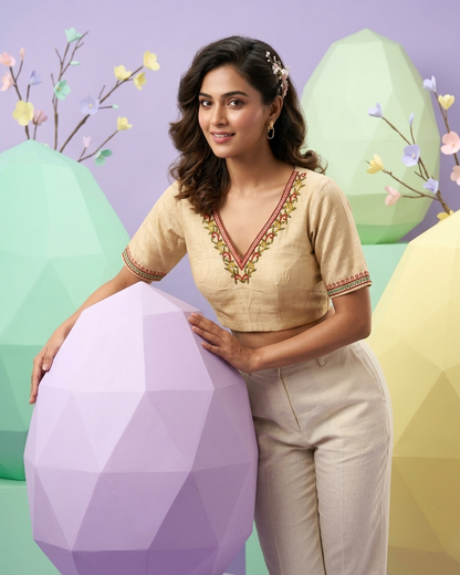 Noor Handloom V-Neck Blouse